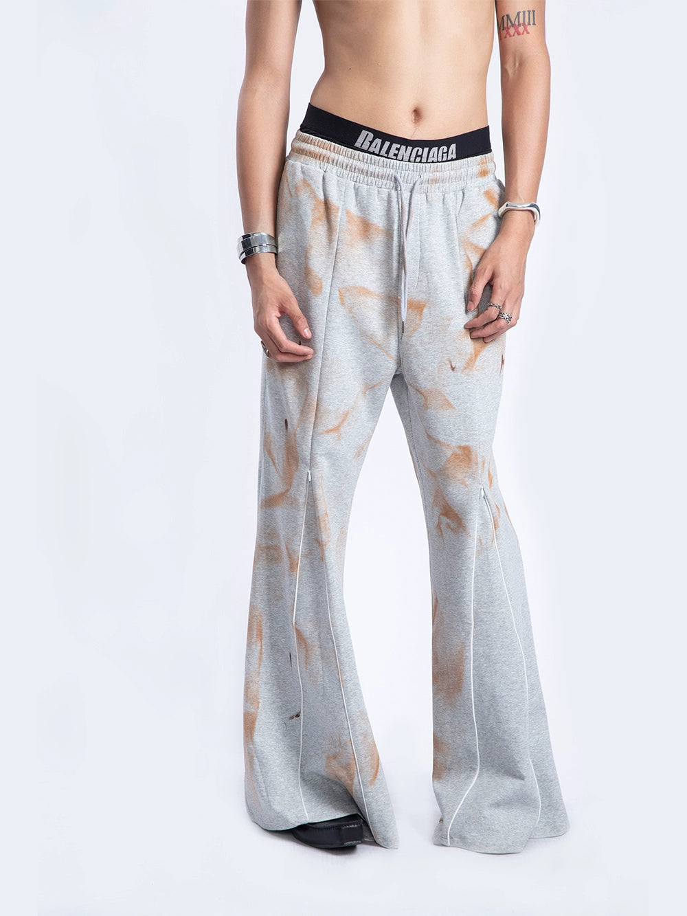 Mud Dyed Zipper Flare Sweatpants WN7293