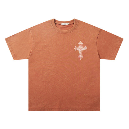 Washed Wing Cross Graphic Short Sleeve T-Shirt WN26775