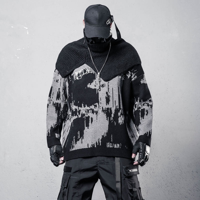 Paint Graphic Print Oversize Knit Sweater WN22477