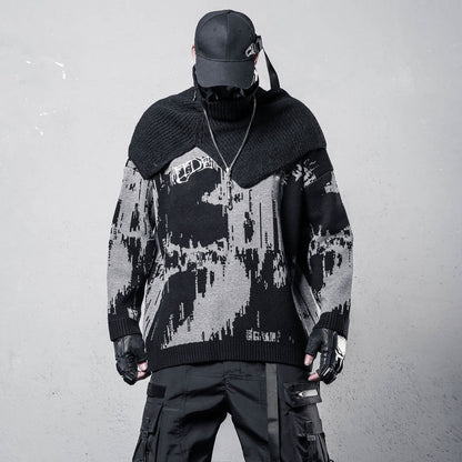 Paint Graphic Print Oversize Knit Sweater WN22477