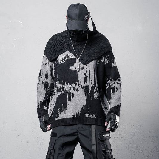 Paint Graphic Print Oversize Knit Sweater WN22477