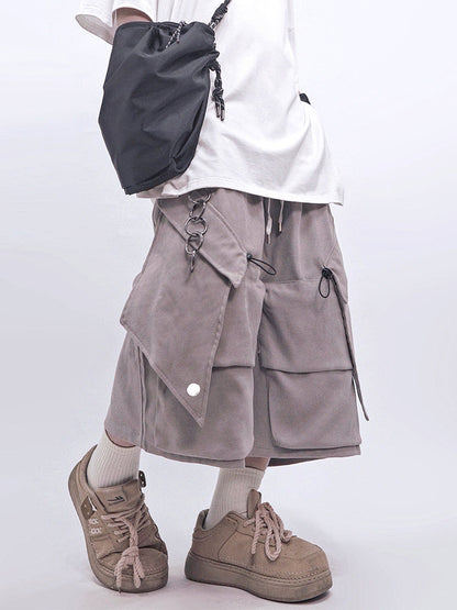 Multi Pocket Wide Leg Cargo Half Pants WN23986