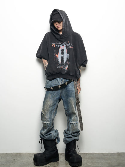 Art Print Washed Oversize Hoodie WN22963