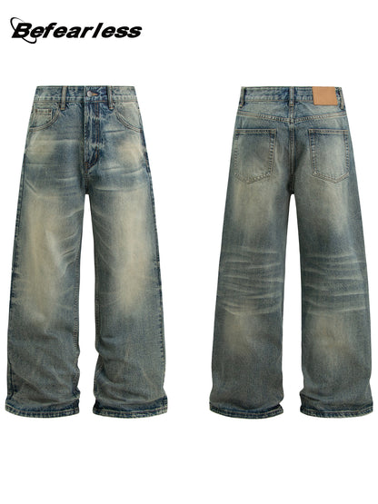 Washed Whisker Wide Leg Denim Jeans WN26283