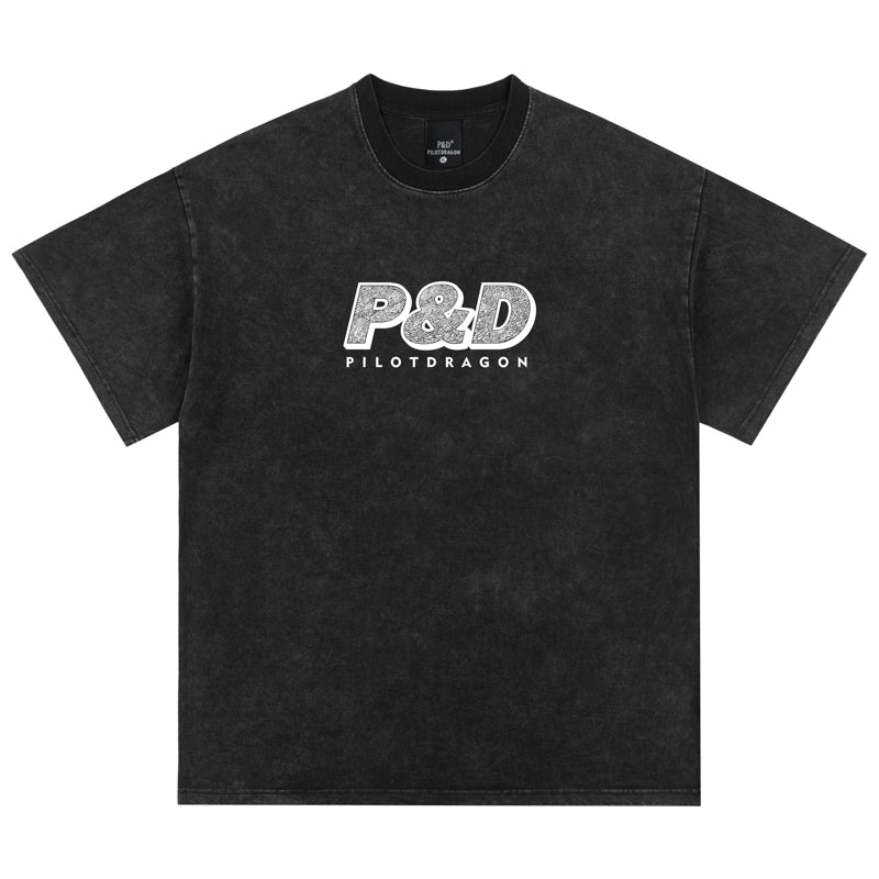 Washed Logo Print Oversize Short Sleeve T-Shirt WN17507