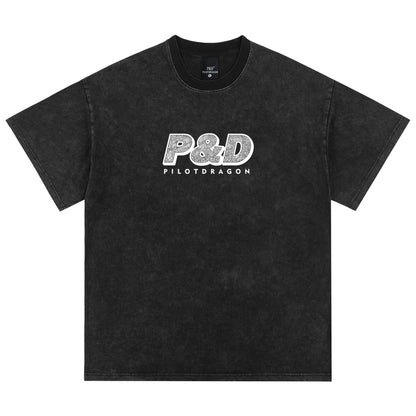 Washed Logo Print Oversize Short Sleeve T-Shirt WN17507