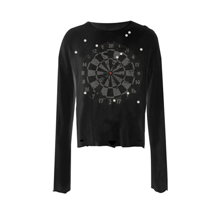 Graphic Letter Damage Long Sleeve T-shirt WN20911