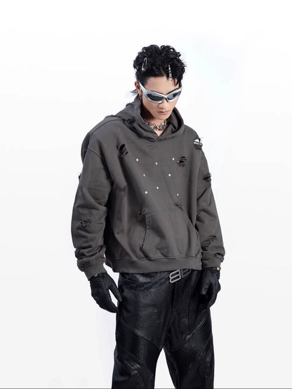 Washed Damage Pullover Hoodie WN9219