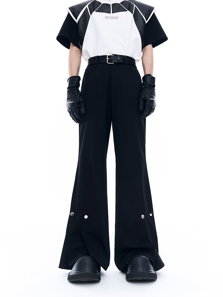Cuffs With Metal Button Design Flare Trousers WN6874