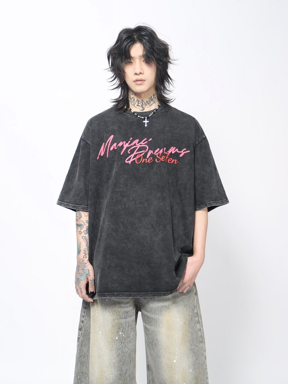Washed Horse Graphic Print Oversize Short Sleeve T-Shirt WN24491