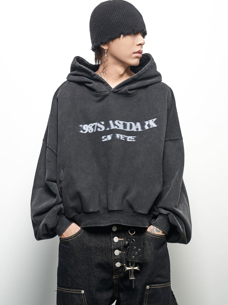 Letter Print Oversize Cropped Hoodie WN22973