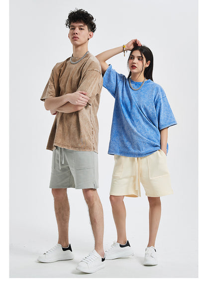 Vintage Dyed Oversize Short-sleeve T-shirt & Vintage Dyed Short Sweatpants Setup WN6631-K