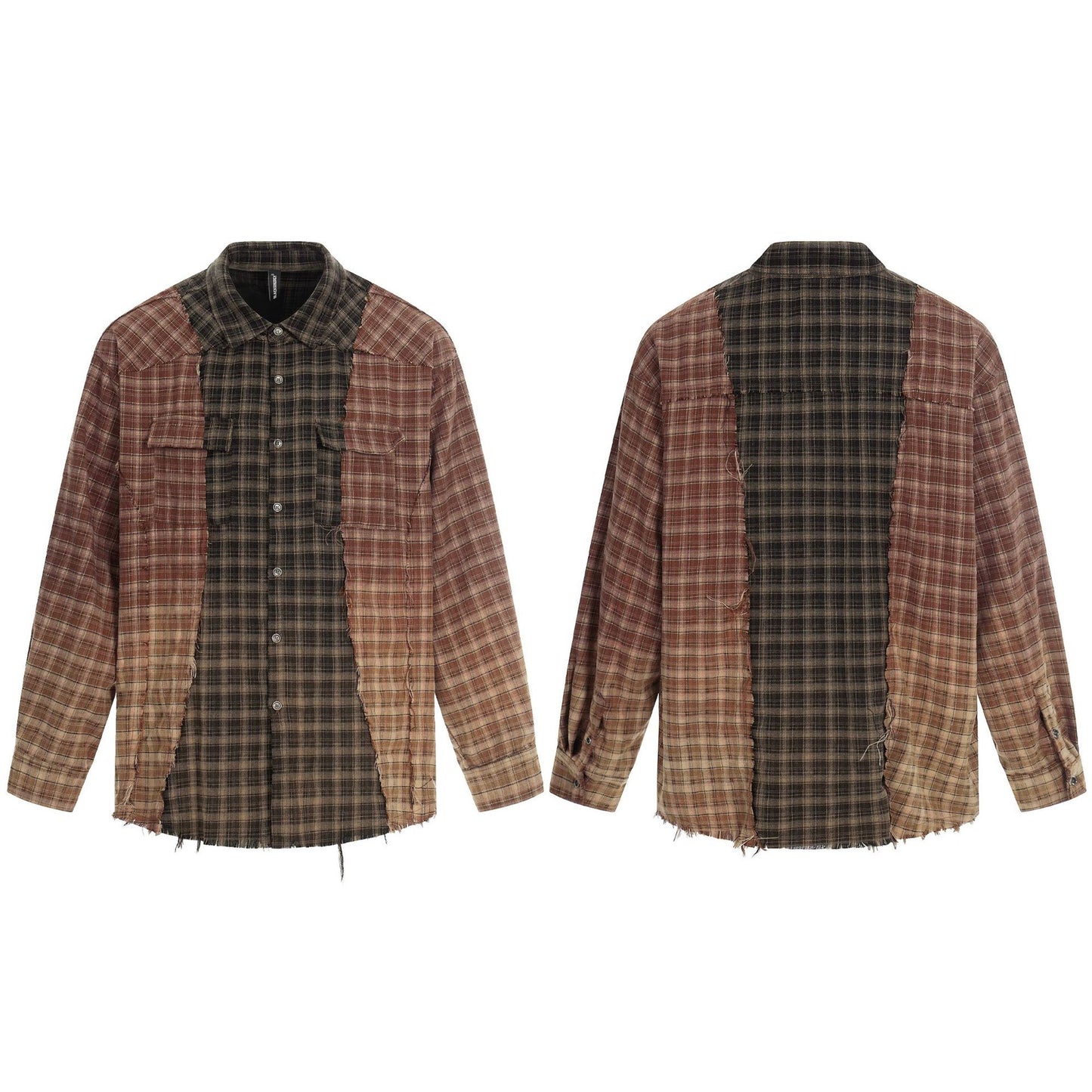 Plaid Washed Damage Long Sleeve Shirt WN25603