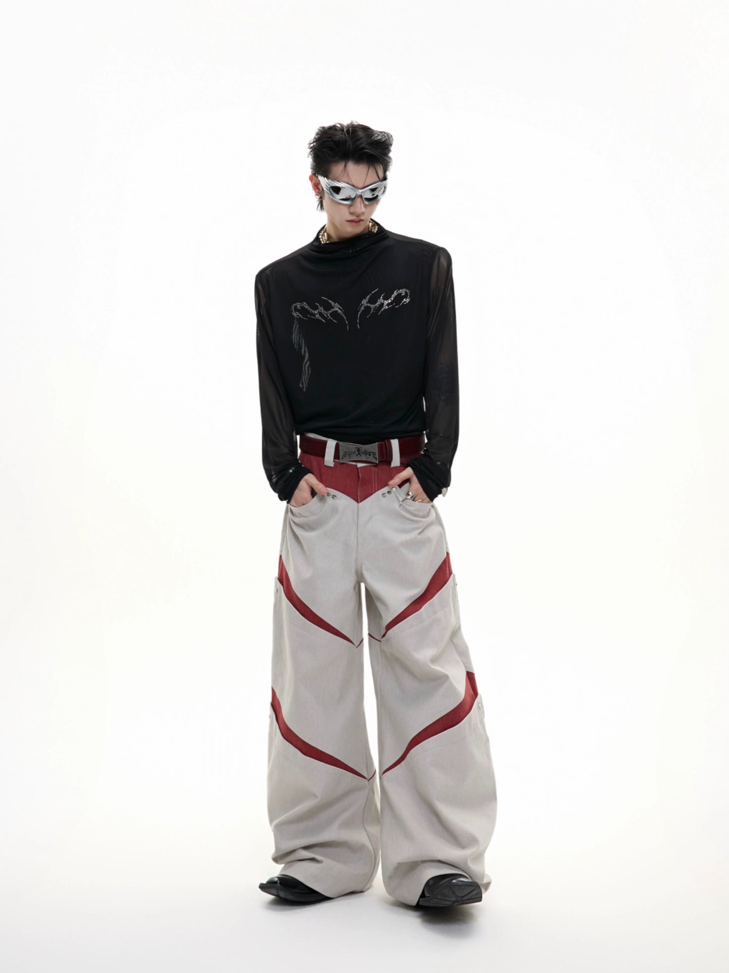 Mesh Cool-Touch Slim Metal Print Short Sleeve T-Shirt WN18351