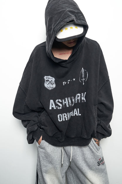 Letter Print Cropped Oversize Hoodie WN22968