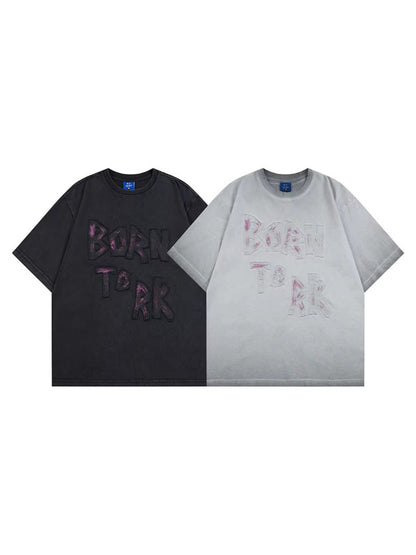 Washed Letter Graphic Short Sleeve T-Shirt WN28039