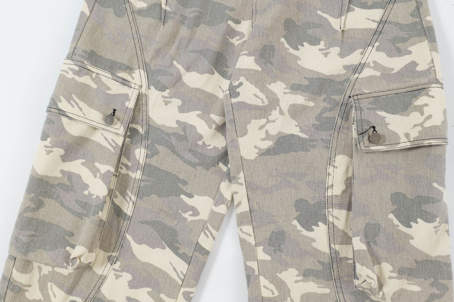 Camouflage Washed Straight Cargo Denim Jeans WN12745