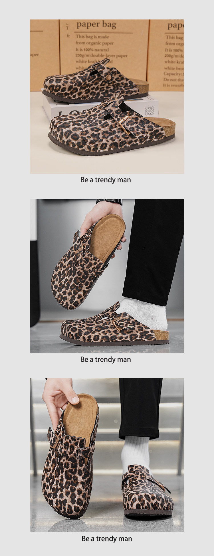 Leopard Print Metal Buckle Mules WN23364