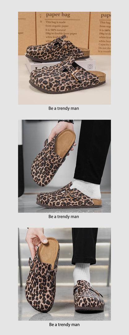 Leopard Print Metal Buckle Mules WN23364