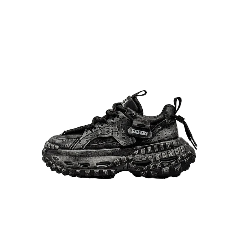 Studs Letter Print Chunky Lace-Up Sneakers WN23342