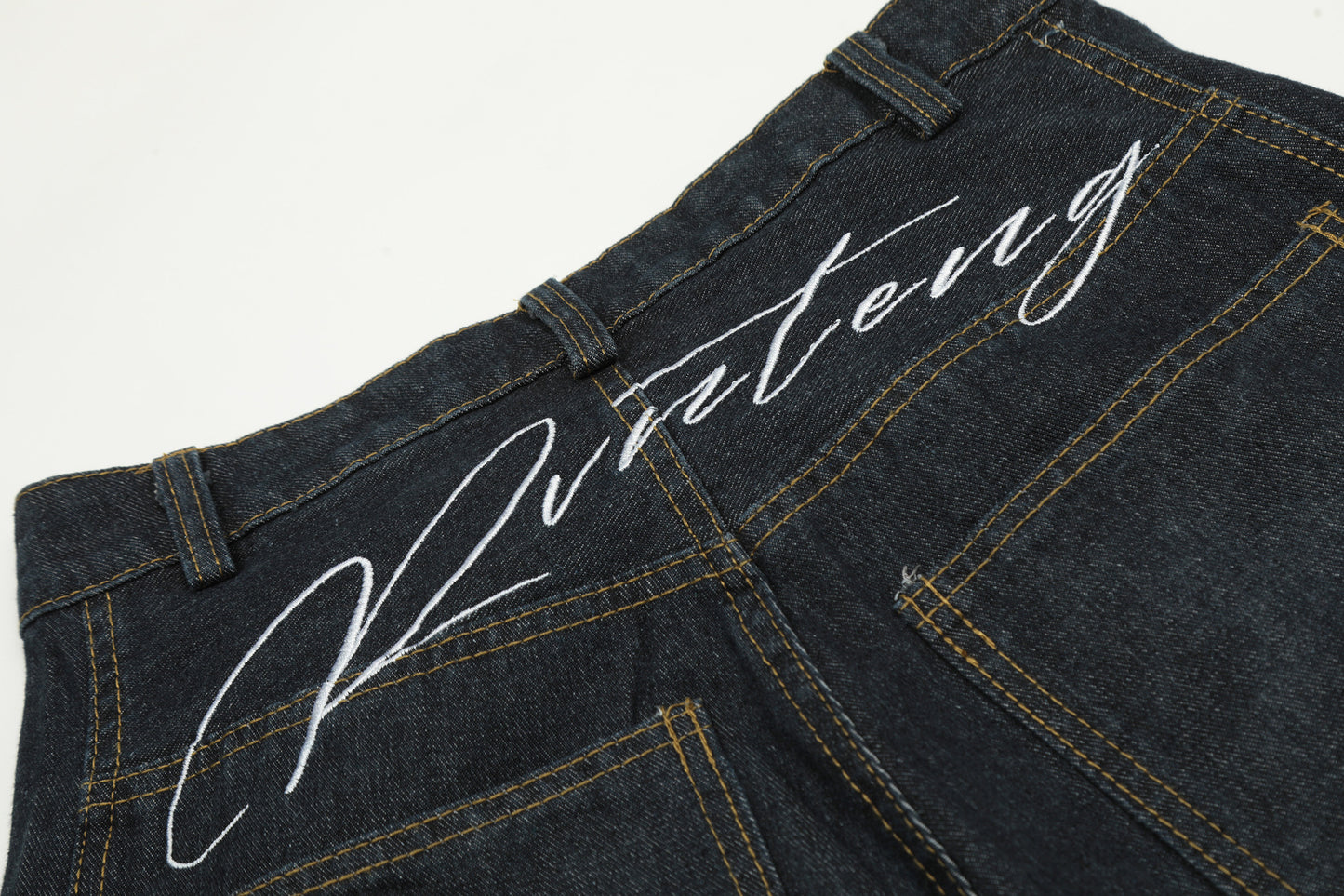 Patchwork Washed Wide-Leg Denim Jeans WN11293