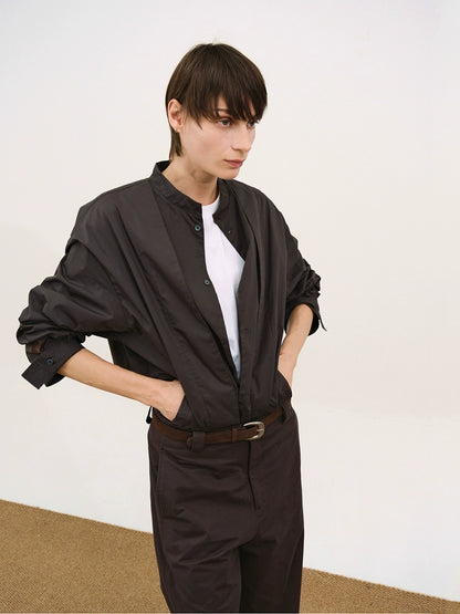 Fake Layered Half Hight Neck Long Sleeve Shirt WN21478