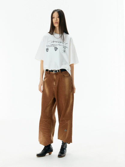 Wash Wide Leg Denim Jeans WN19027