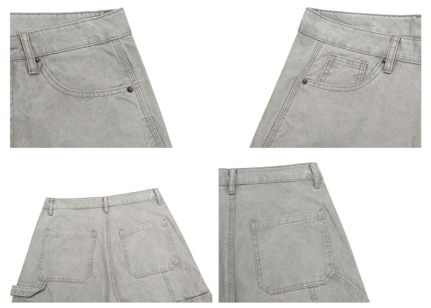 Washed Double Knee Wide Leg Cargo Pants WN26238