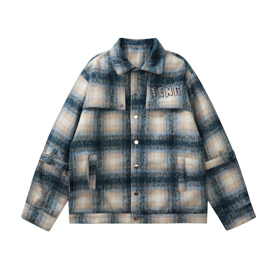 Oversize Padding Plaid Jacket WN11076