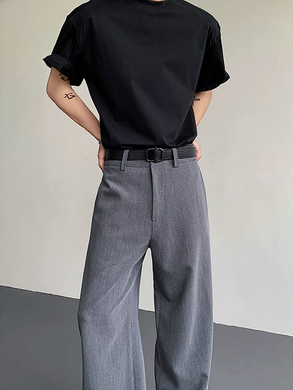 Plain Design Longer hem Trousers WN19305