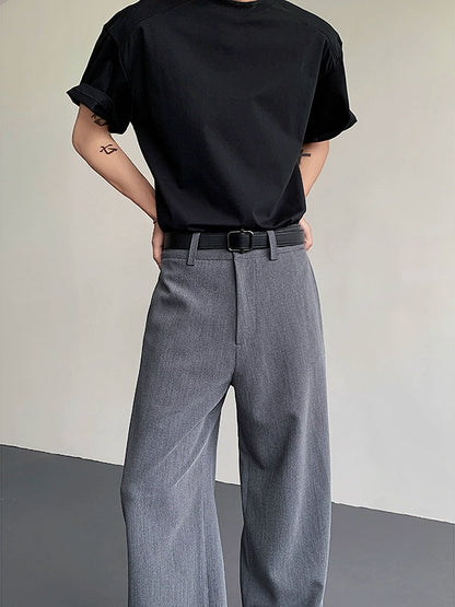 Plain Design Longer hem Trousers WN19305