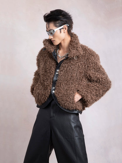 Patchwork Fake Fur PU Leather Jacket WN9272