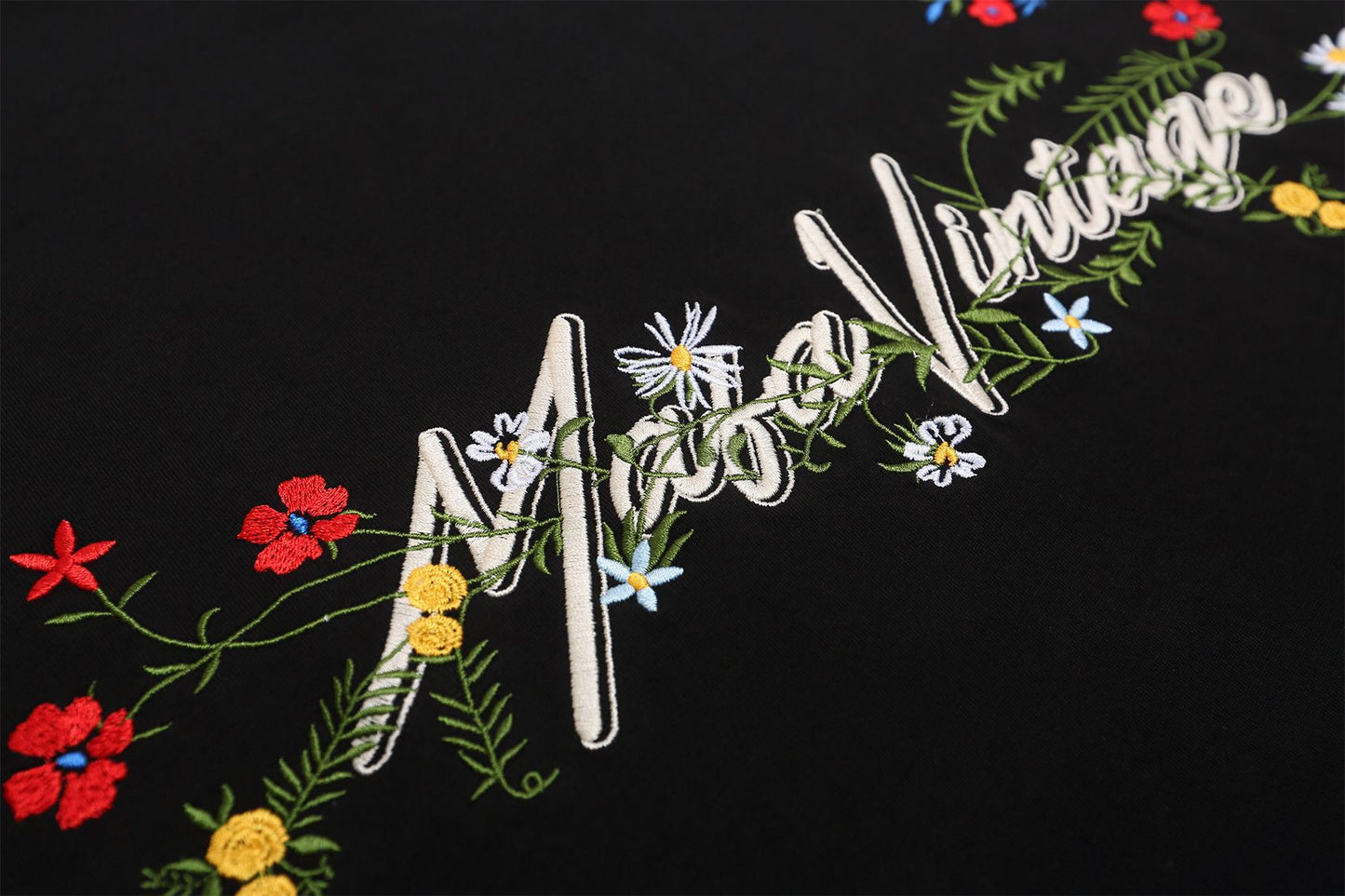 Flower Embroidery Letter Short Sleeve T-Shirt WN26790