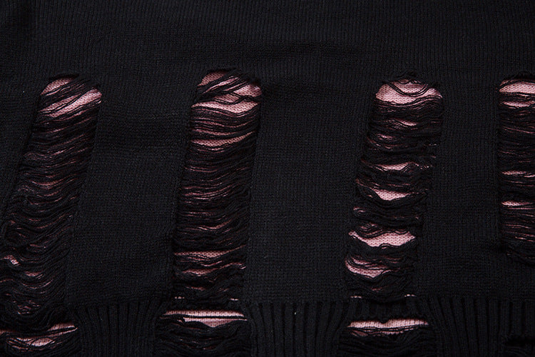 Damage Cutout Knit Sweater WN11444