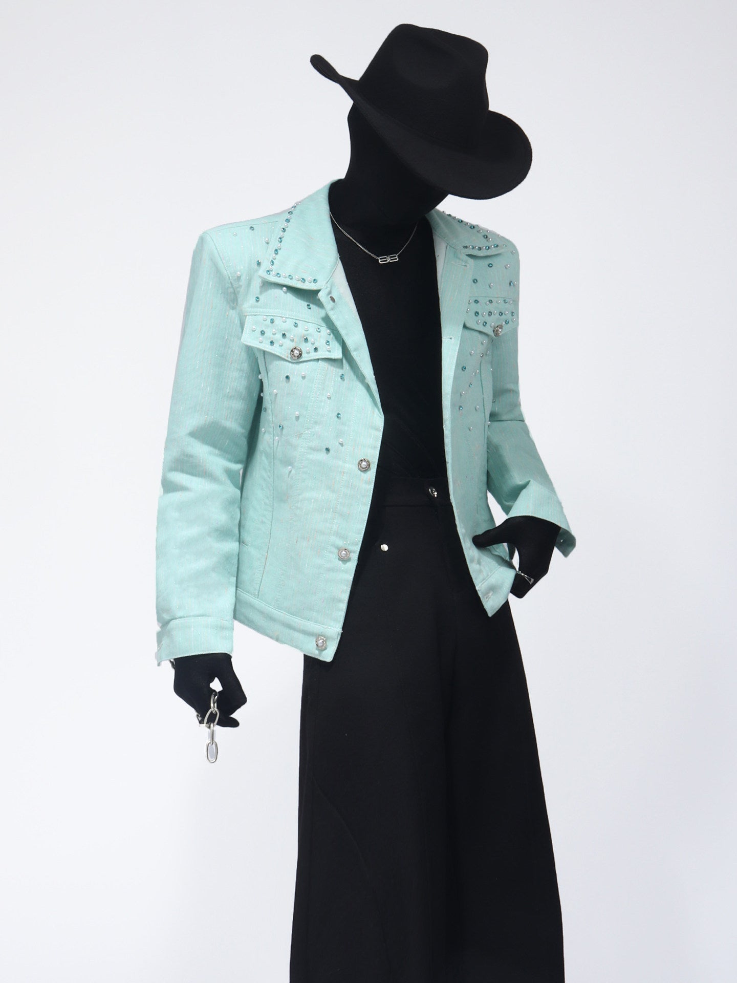 Studs Decor Flap Pocket Short Jacket WN23684