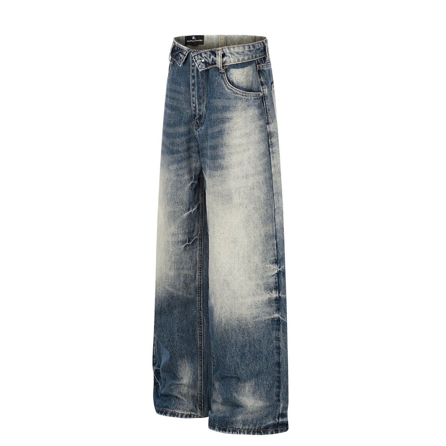 Washed Whiskers Lightning Wide Leg Denim Jeans WN25826