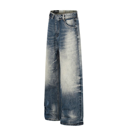 Washed Whiskers Lightning Wide Leg Denim Jeans WN25826