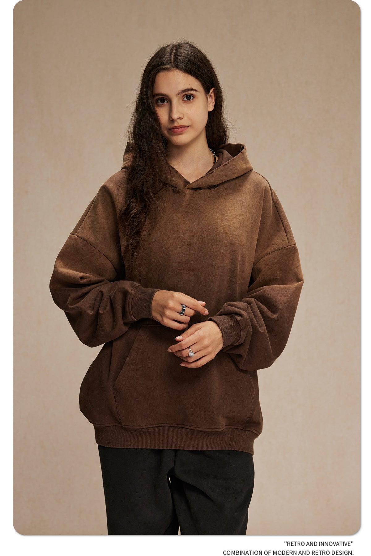 Oversize Damage Washed Hoodie WN9973