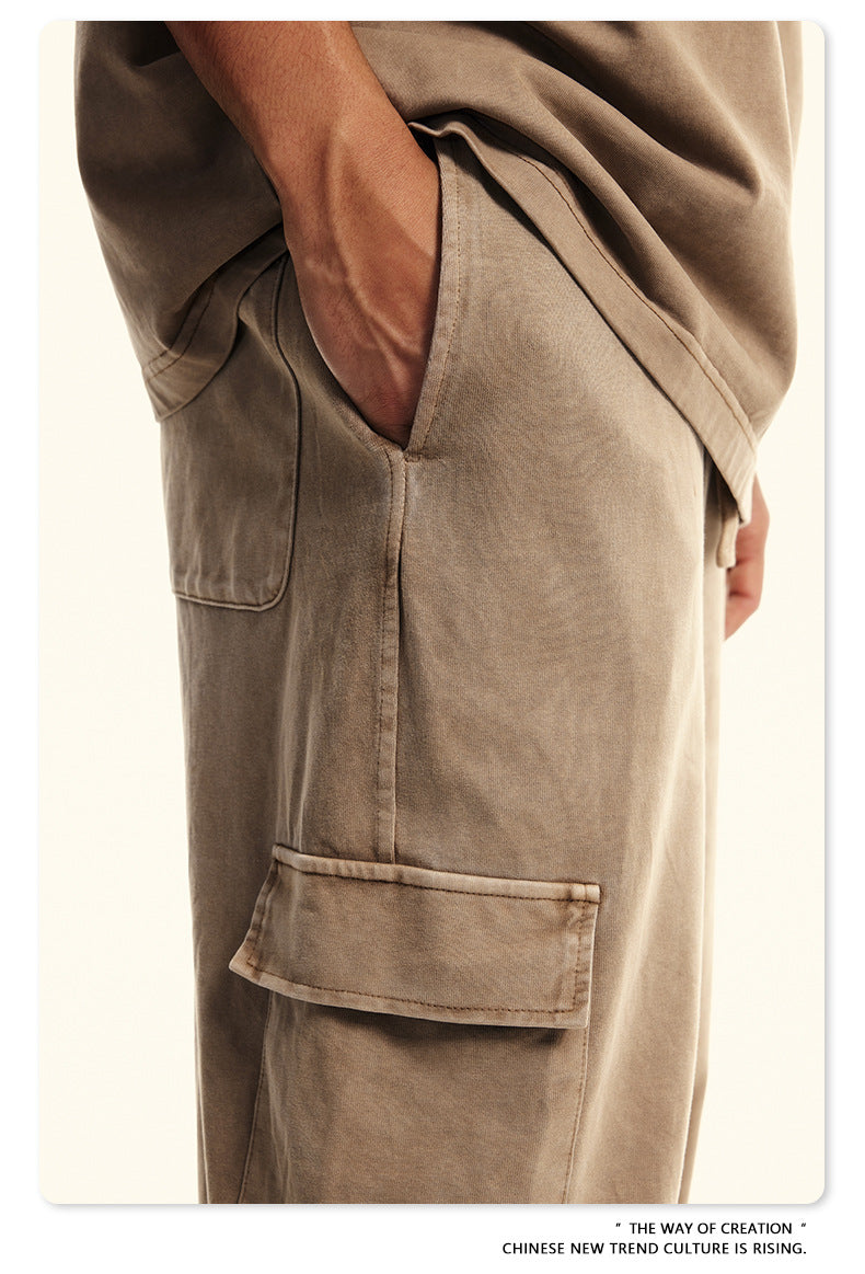 Washed Heavyweight Short Sleeve T-Shirt & Cargo Sweatpants Setup WN6063