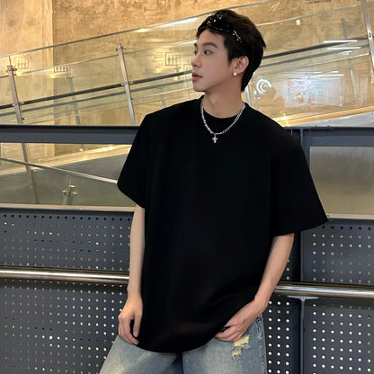 Heavyweight Detachable Shoulder-pad Oversize Short Sleeve T-Shirt WN25259