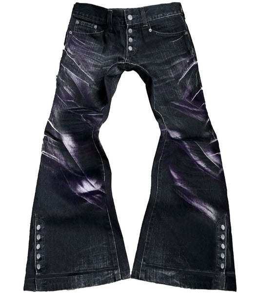 Purple Flame Flare Denim Jeans WN20904