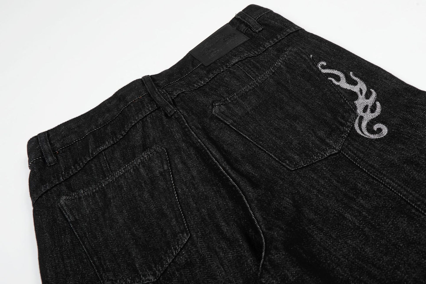 Washed Embroidery Flare Denim Jeans WN26066