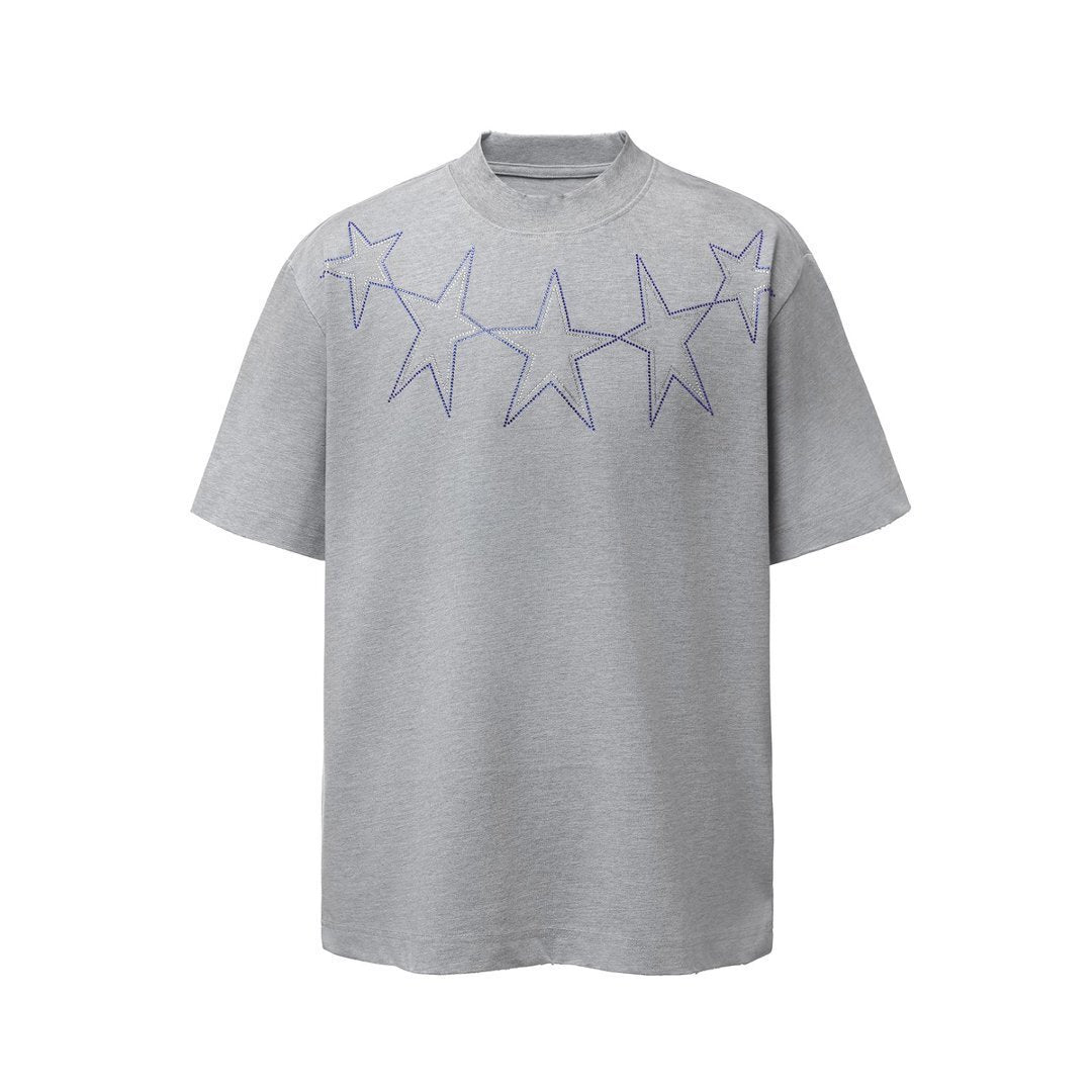 Star Rhinestone Dirty Dye Washed Short Sleeve T-Shirt WN25621