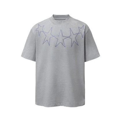 Star Rhinestone Dirty Dye Washed Short Sleeve T-Shirt WN25621