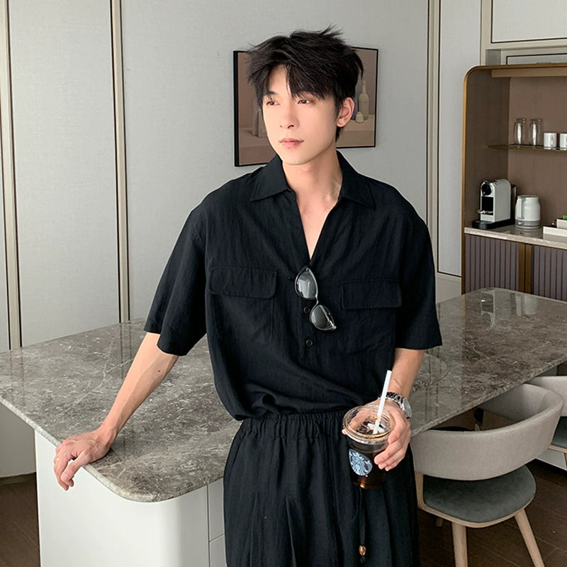 Linen Short Sleeve Shirt & Linen Pants Setup WN20422