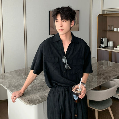 Linen Short Sleeve Shirt & Linen Pants Setup WN20422