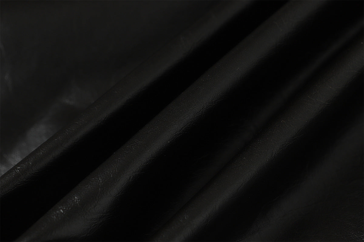 Snap-Button Emboss PU Leather Jacket &PU Leather Wide Leg Pants Setup WN23095-K