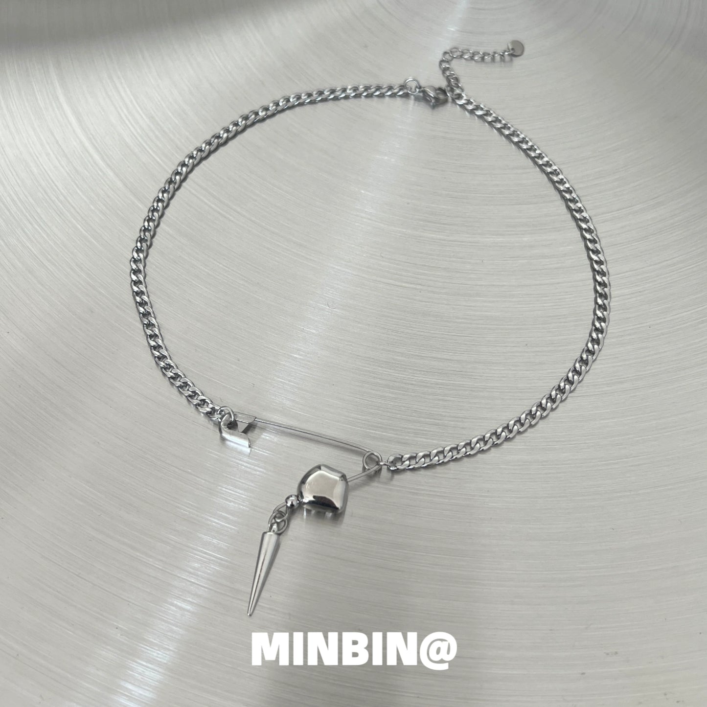 Safety Pin Rivet Punk Necklace WN19213