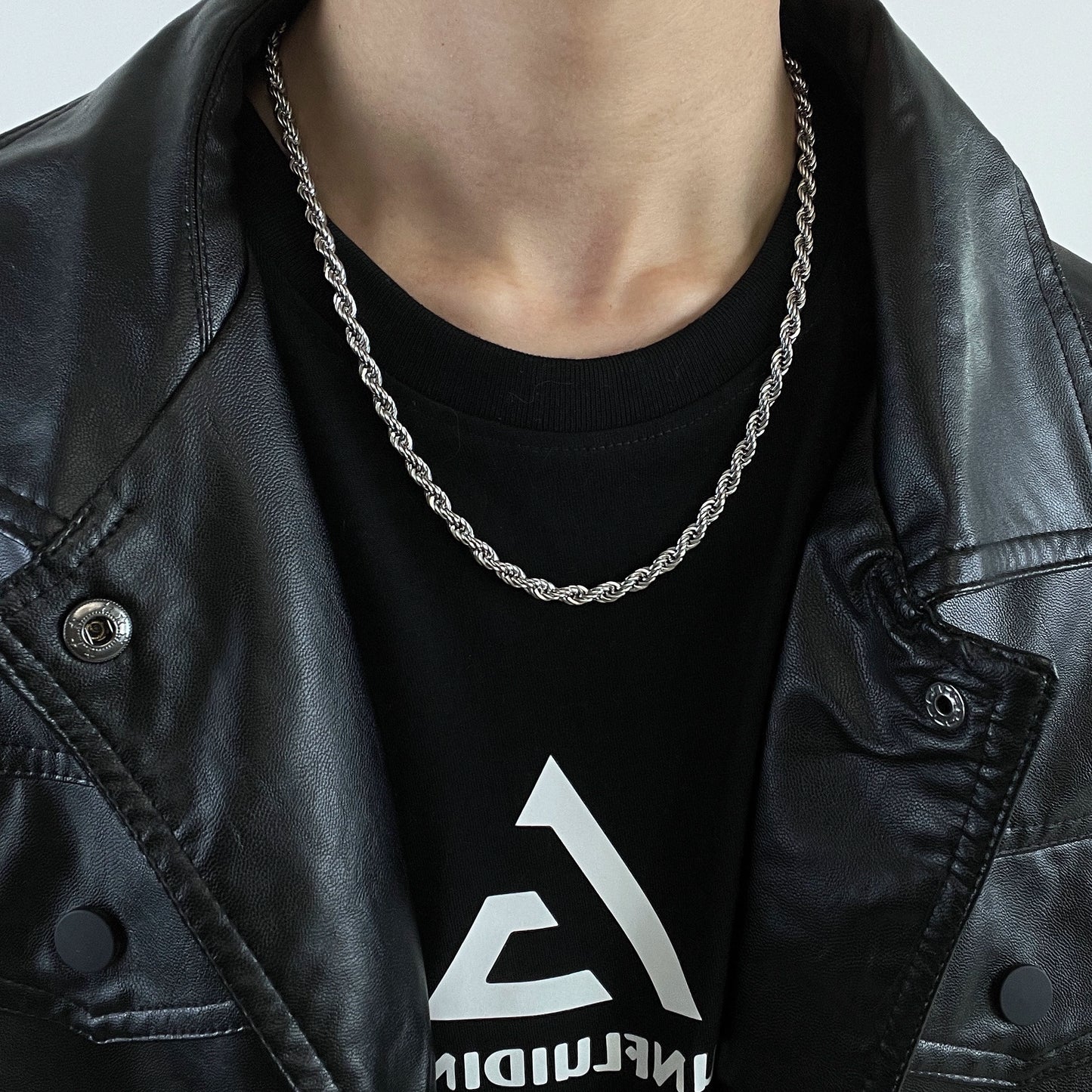 Twist Chain Titanium Steel Necklace WN19224