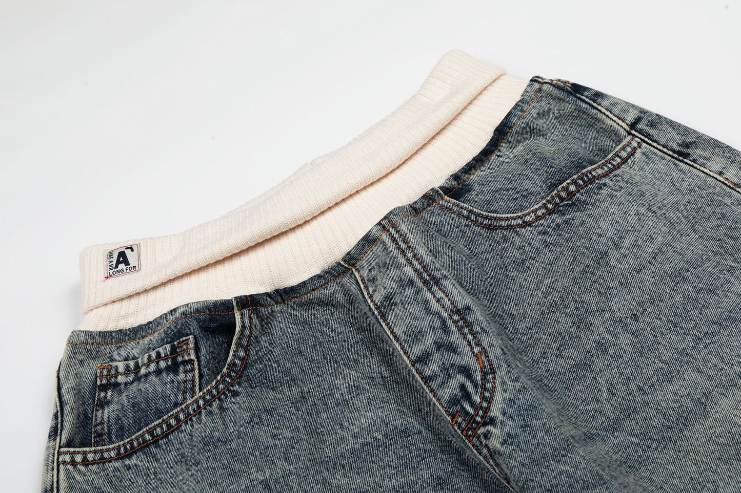 Deconstruction Patchwork Wide Leg Denim Jeans WN25851